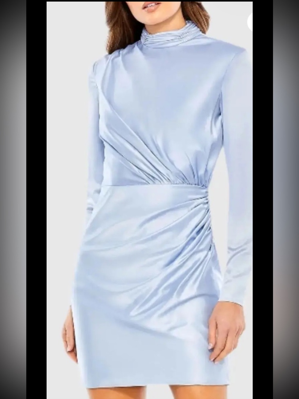 MAC DUGGALMockNeck Draped Satin Mini Dress,sz 8,New Without Tag,powder Blue